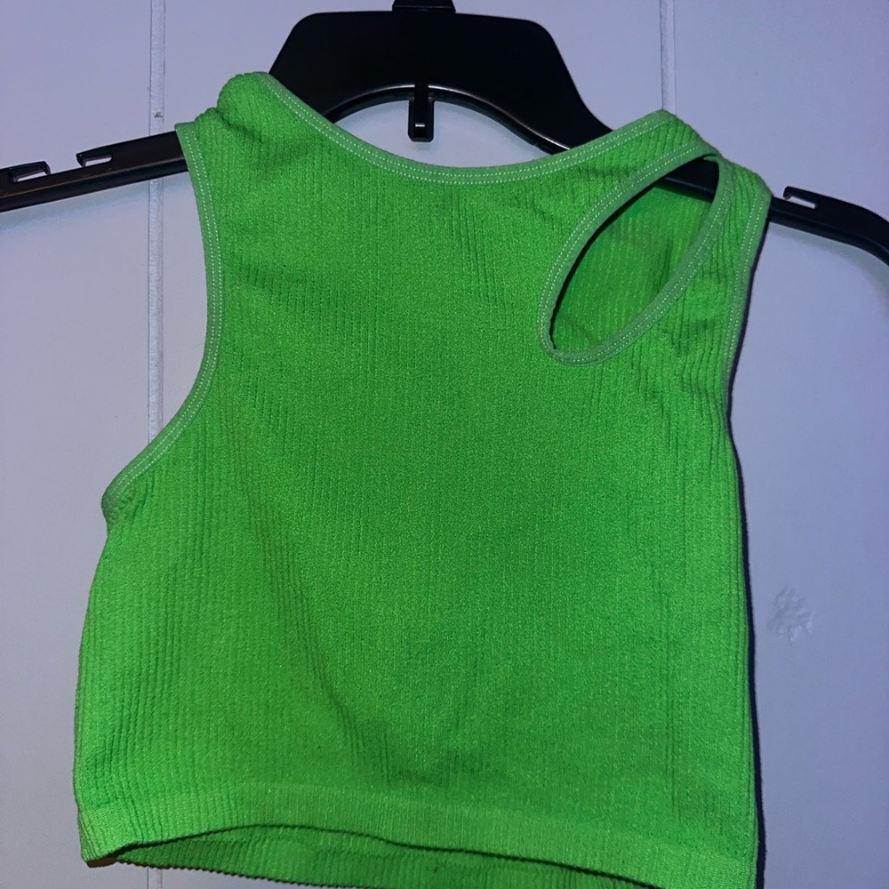 Cotton Candy Green Ribbed Crop Tank Top
